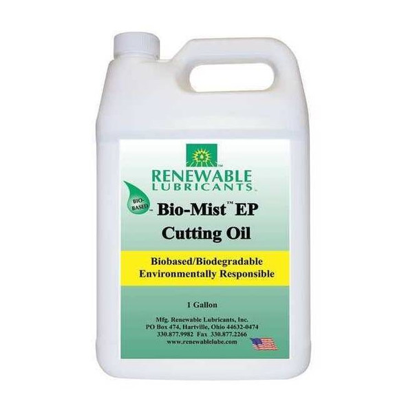 Renewable Lubricants Cutting Oil, Bio-Mist EP, 1 gal, Jug, Light Yellow 86733