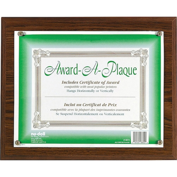 Nudell Display Plaque,Walnut,11in H 18811M