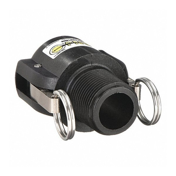 Cam & Groove Fitting, Type B, 2 in Female Coupler x 2 in MNPT, Cam Lever Coupling, Polypropylene