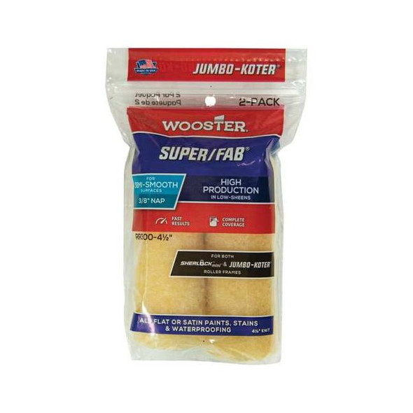 Wooster 4-1/2" Mini Paint Roller Cover, 3/8" Nap, Knit Fabric RR300-4 1/2