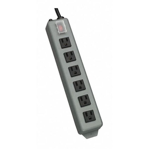 Tripp Lite Outlet Strip, Industrial, 6 5-15R, 5-15P, 15 ft., Gray UL24CB-15