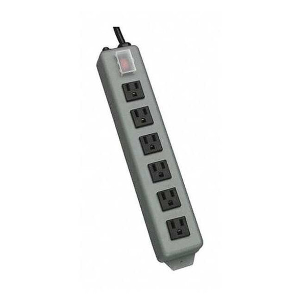 Tripp Lite Outlet Strip, Industrial, 6 5-15R, 5-15P, 15 ft., Gray UL24CB-15