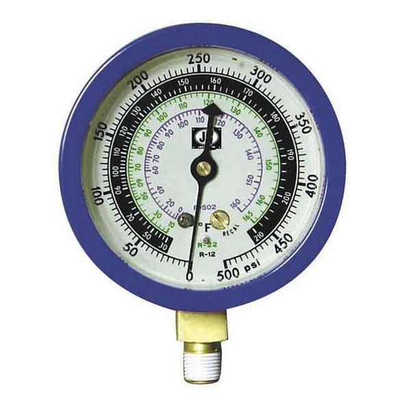 Jb Industries Gauge,3-1/8 In Dia,Low Side,Blue,500 psi M2-890
