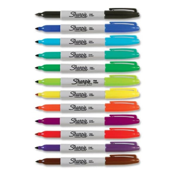 Sharpie Permanent Marker Set, Fine Tip, Assorted Colors,  PK12 30075PP