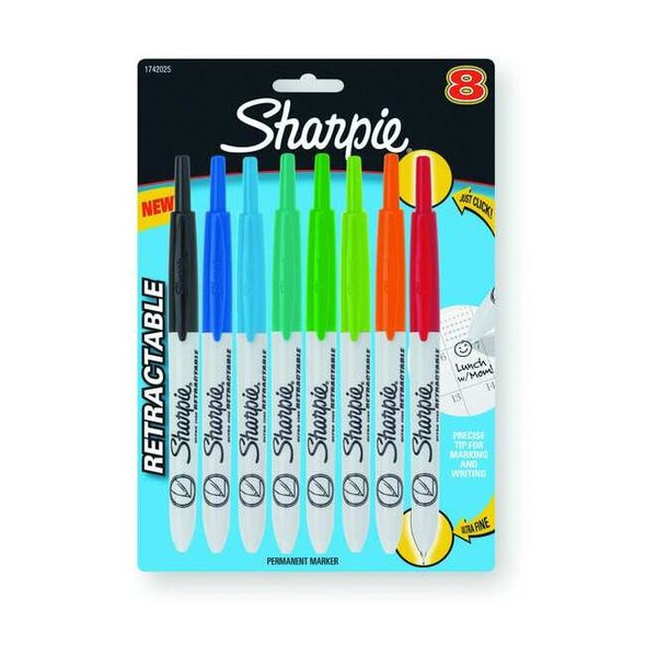 Permanent Marker Set, Assorted Colors, Ultra Fine Tip, Capped, 8 PK