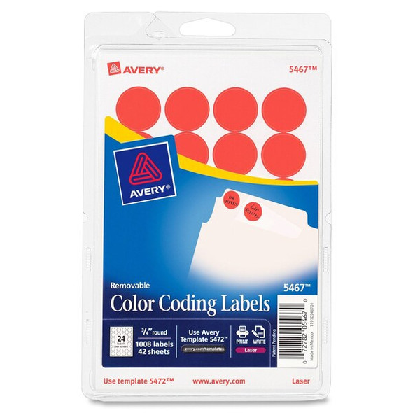 Avery Laser/Inkjet Label,3/4 H,3/4" W,PK1008 727825467 Avery Laser/Inkjet Label,3/4 H,3/4" W,PK1008 727825467