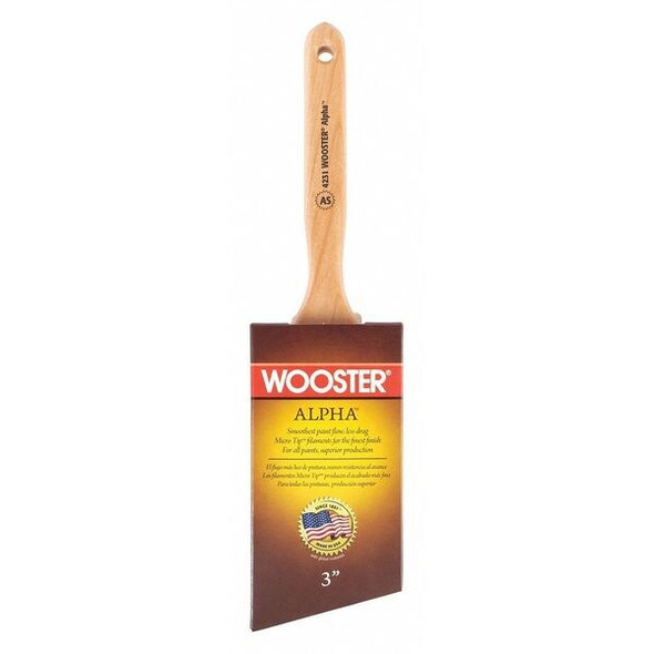 Wooster 3" Angle Sash Firm, Micro Tip Bristle, Paint Brush, Wood Handle 4231-3