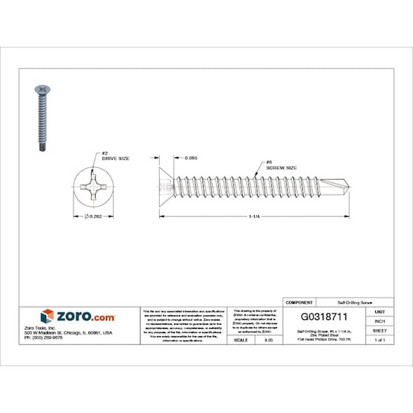 Manufacturer Varies Drill Screw,Flat,#6,Zinc,1.25"L,PK100 U31830.013.0125 Manufacturer Varies Drill Screw,Flat,#6,Zinc,1.25"L,PK100 U31830.013.0125