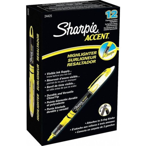 Sharpie Liquid Highlighter, Chisel Tip Yellow PK12 1754463