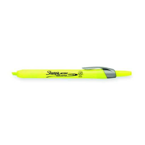 Sharpie Retractable Highlighter, Micro Chisel Tip Fluorescent Yellow PK12 28025