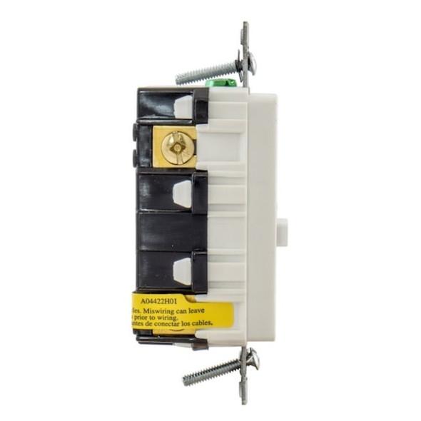 Hubbell Wiring Device-Kellems GFCI Receptacle, 15A, 125VAC, 5-15R, White GFR15W