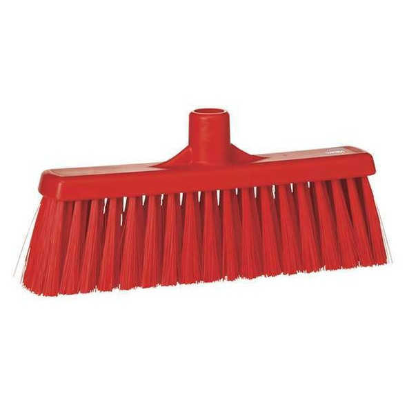 Vikan 12 in Sweep Face Broom Head, Stiff, Synthetic, Red 31664