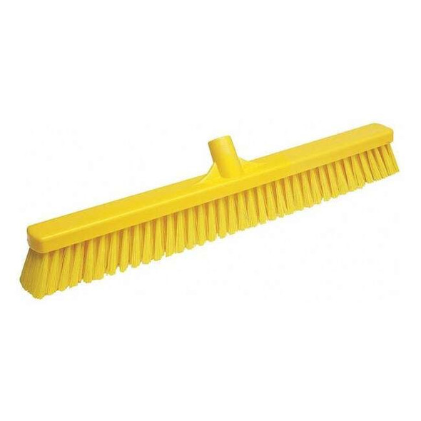 24 in Sweep Face Broom Head, Soft/Stiff Combination, Synthetic, Yellow