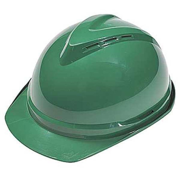 Hard Hat, V-Gard 500, Polyethylene, 6 Point Ratchet, Type 1, Class C, Green