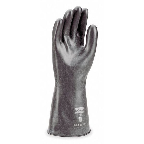 North Chemical Resistant Gloves, Butyl, 11 in L, 13 mil, Black, 10, 1 PR B131/10