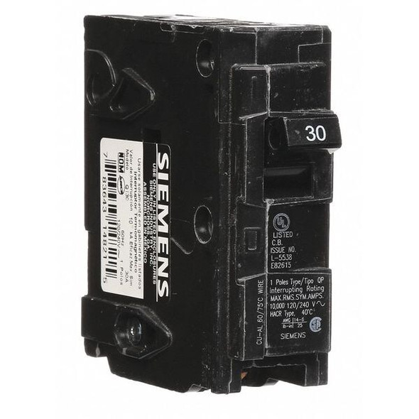 Siemens Circuit Breaker,30A,Plug In,120V,1P Q130