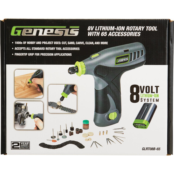 Genesis 8V Variable Speed Cordless Rotary Tool Kit with (65) Accessories Genesis 8V Variable Speed Cordless Rotary Tool Kit with (65) Accessories