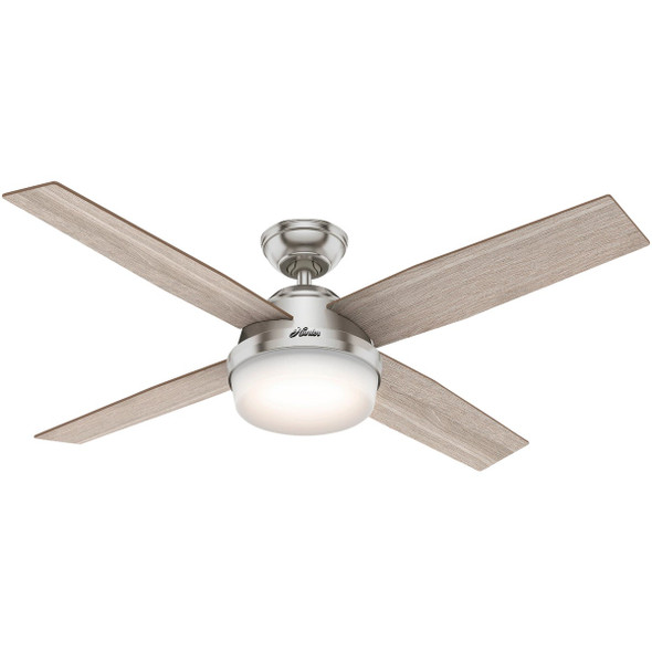 Hunter Dempsey 52 In. Brush Nickel Ceiling Fan with Light Kit 50284