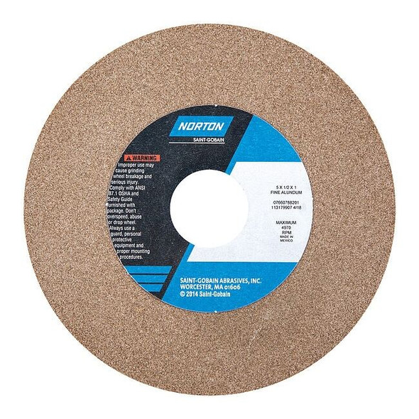 Norton Abrasives Grinding Wheel, 5in.Dia, AO, 100/120G, Brown 07660788201