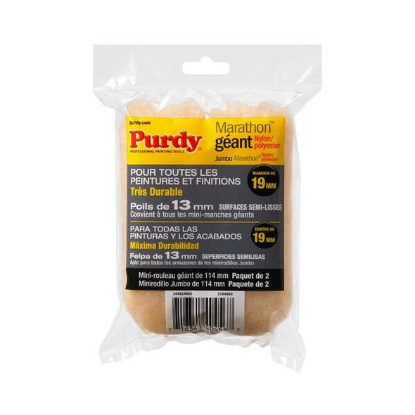 Purdy 4-1/2" Paint Roller Cover, 1/2" Nap, Nylon/Polyester, 2 PK 14G624063