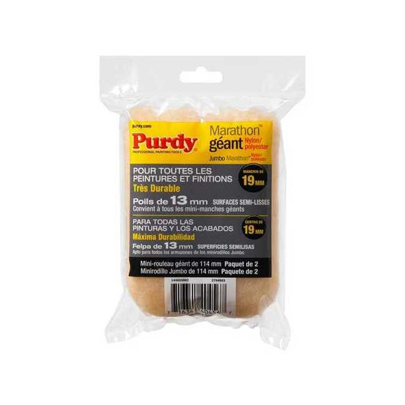 Purdy 4-1/2" Paint Roller Cover, 1/2" Nap, Nylon/Polyester, 2 PK 14G624063