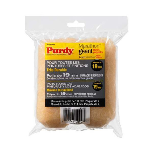 Purdy 4-1/2" Mini Paint Roller Cover, 3/4" Nap, Nylon/Polyester, 2 PK 14G624064