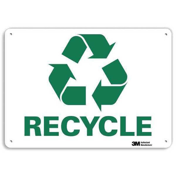 Recycle, 14 in W x 10 in H, Horizontal Rectangle, Aluminum, U1-1028-RA_14X10