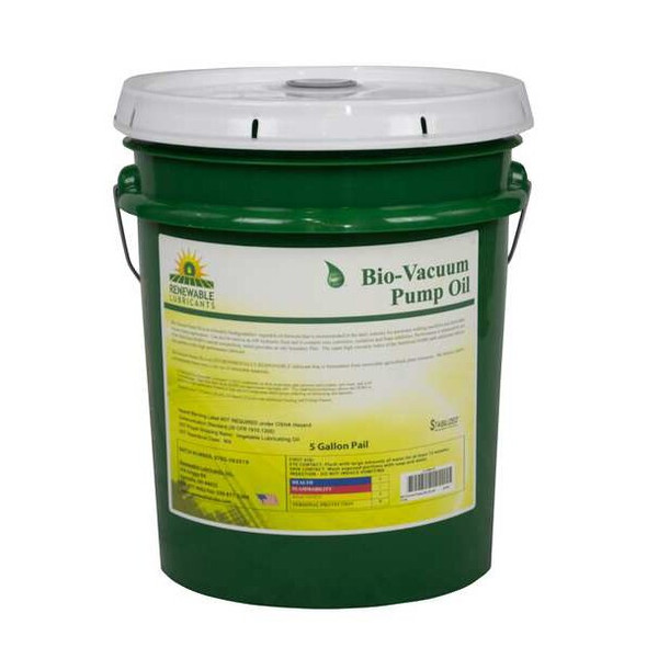 Renewable Lubricants Vacuum Pump Oil, 5 gal,Pail,10 SAE Grade 84104 Renewable Lubricants Vacuum Pump Oil, 5 gal,Pail,10 SAE Grade 84104