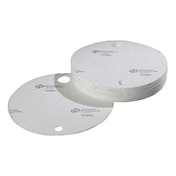 Pig Sorbent Pad, 7 gal, 22 in Dia., Oil, White, Polypropylene MAT4109