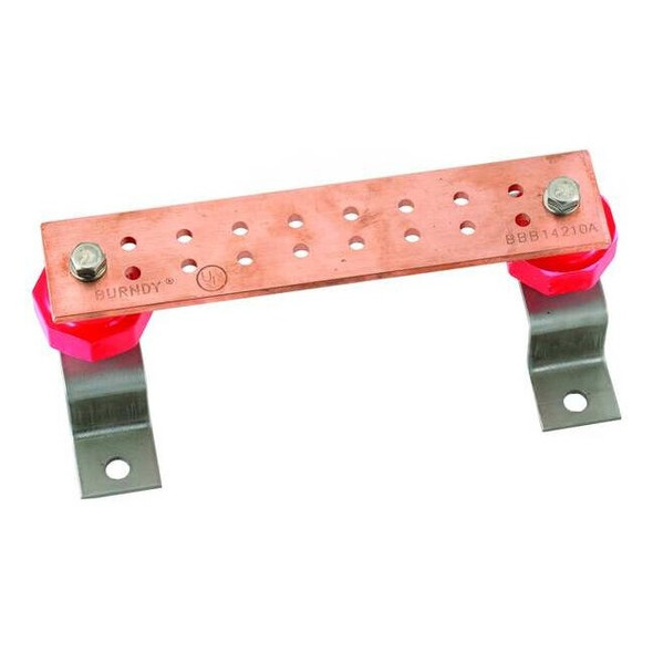 Hubbell Premise Wiring Busbar,Copper,Grounding Bar L 10in HBBB14210A