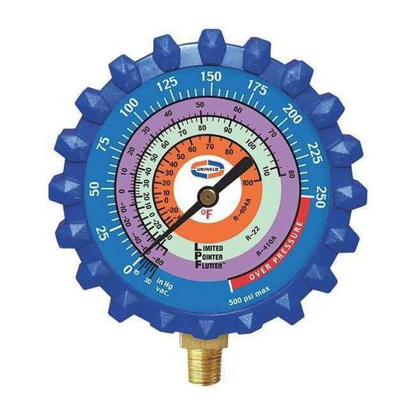 Uniweld Refrigerant Gauge,3-1/4" L,500 psi,Brass G530LD