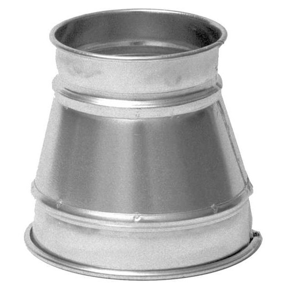 Round Duct Reducer, 10 in x 8 in Duct Dia, Galvanized Steel, 22 ga GA, 8" L
