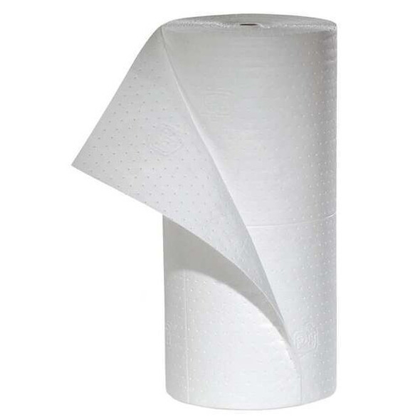 Pig Sorbent Roll, 32 gal, 30 in x 150 ft, Oil, White, Polypropylene MAT458