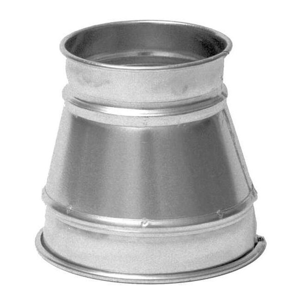 Round Duct Reducer, 8 in x 4 in Duct Dia, Galvanized Steel, 22 ga GA, 10" L