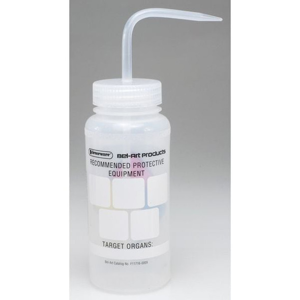 Sp Scienceware Wash Bottle, Std Spout, 500ml, Write-On, PK4, Mouth: Wide F11716-0009