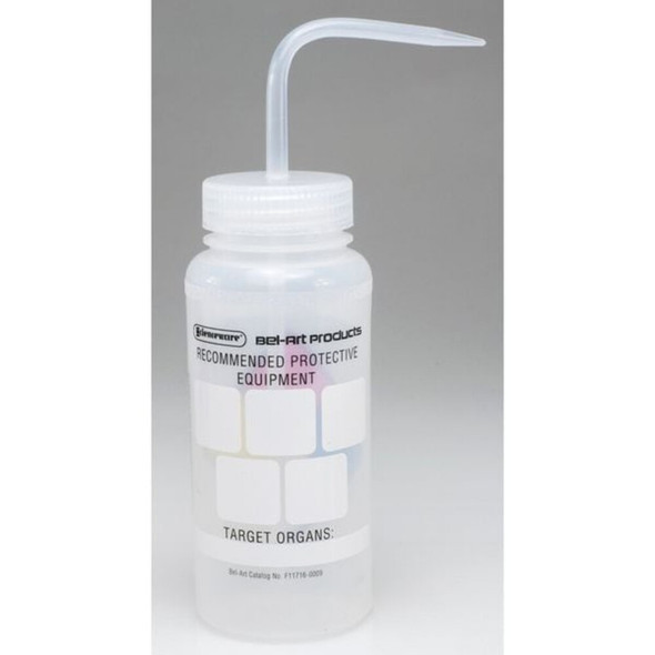 Wash Bottle, Std Spout, 500ml, Write-On, PK4, Mouth: Wide  F11716-0009