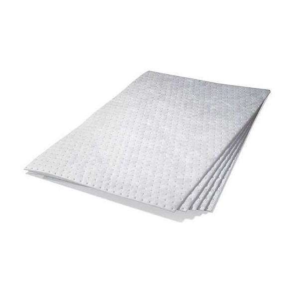 Pig Sorbent Pad, 2 gal, Oil, White, 5 PK MAT497