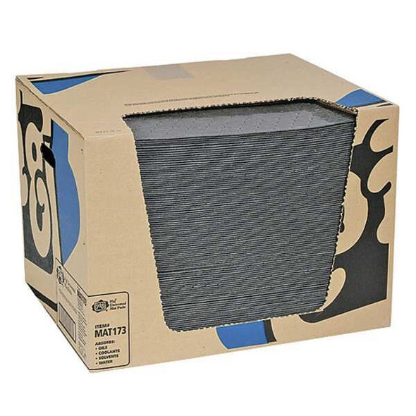 Pig Sorbent Pad, 18 gal, 16 in x 20 in, Universal, Gray, Polypropylene MAT173