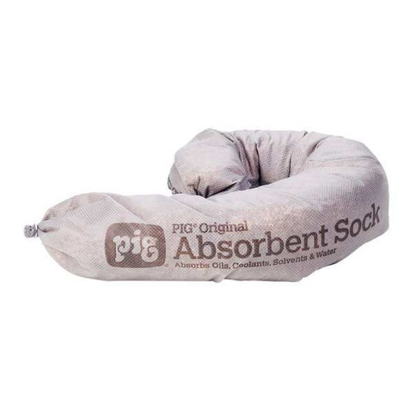 Pig Sorbent Sock, 7 gal, 3 in x 24 in, Universal, Gray, 36 PK PIG218