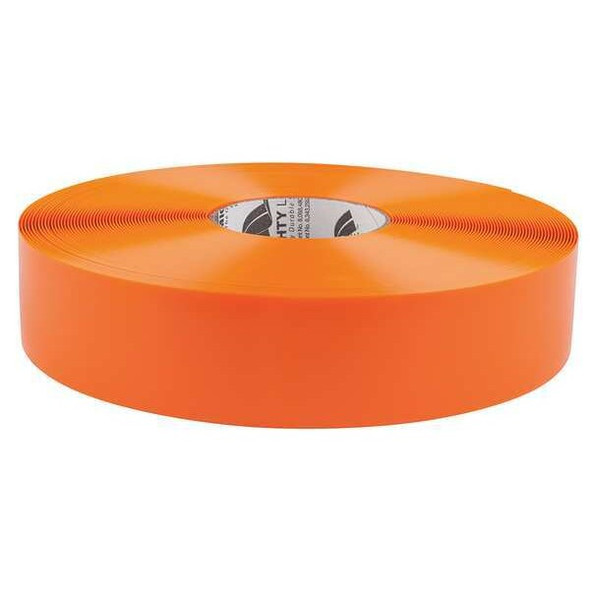 Floor Marking Tape, Vinyl, Solid, Orange, 2 in W., 50 mil Thickness
