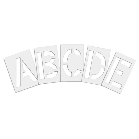 Pavement Stencil, Letter Set, A Thru Z, Blanks, 2 in Character Height, Highway Gothic Font, Clear