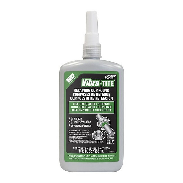 Vibra-Tite Retaining Compound, 567 Series, Green, Liquid, 250mL, Bottle 56725
