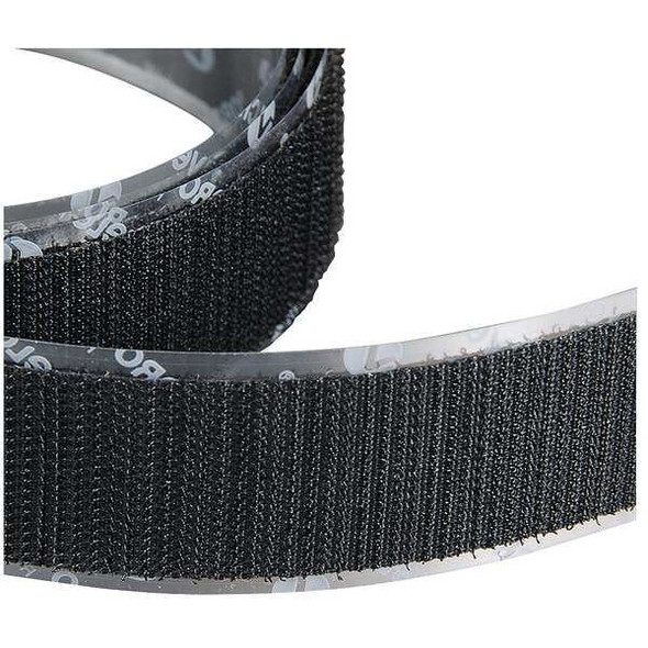 Velcro Brand Reclosable Fastener, Rubber Adhesive, 75 ft, 1 in W, Black 120159