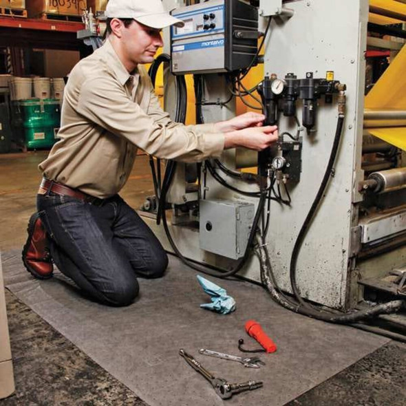 Pig Sorbent Roll, 40 gal, 30 in x 150 ft, Universal, Gray, Polypropylene MAT230