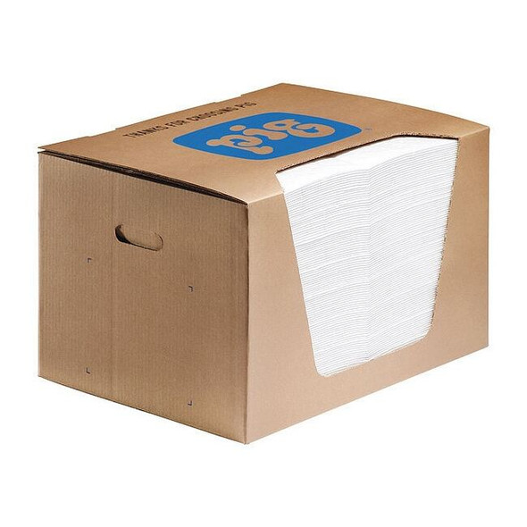 Pig Sorbent Pad, 22 gal, 15 in x 20 in, Oil, White, Polypropylene MAT440