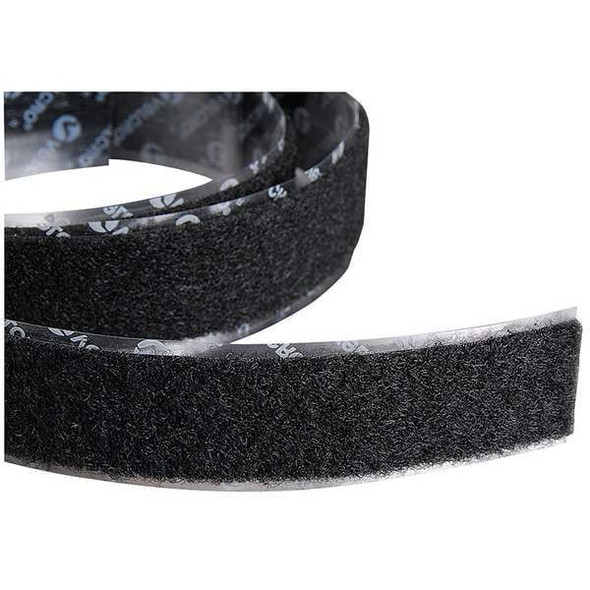 Velcro Brand Reclosable Fastener, Rubber Adhesive, 75 ft, 1 in W, Black 120158