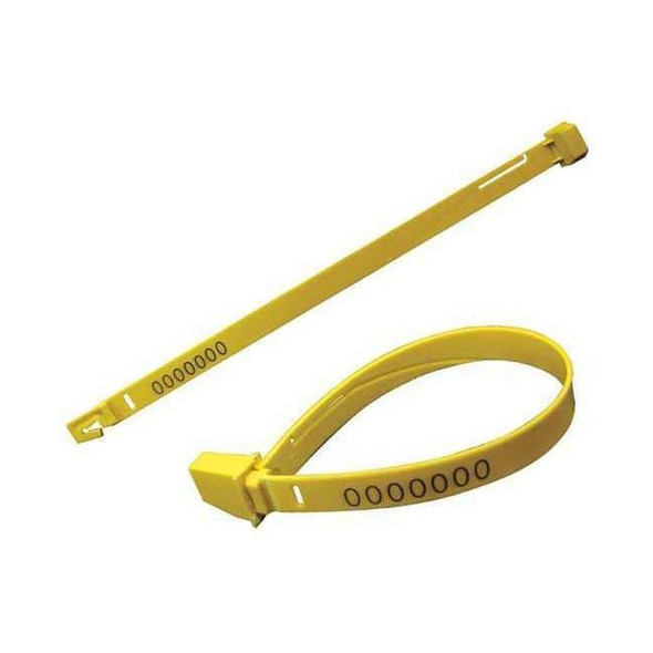 Fixed Length Truck Stamped Seals 8-1/2" x 1/4", Yellow, Pk250