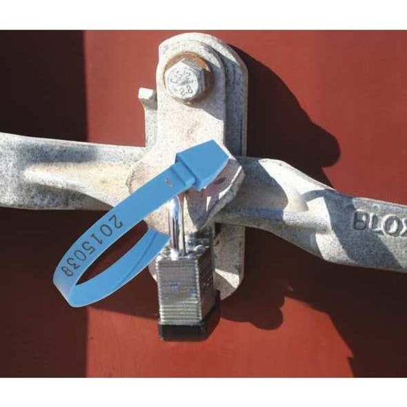 Fixed Length Truck Stamped Seals 8-1-2" x 1-4", Blue, Pk250  070H19PPBL