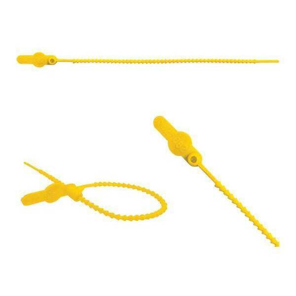 Pull Tight Beaded Molded Seals 8-1/2" x 9/64", Yellow, Pk250