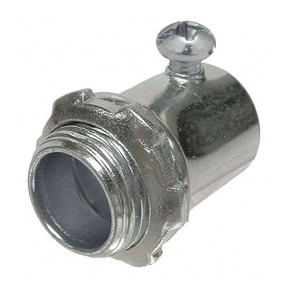 Raco EMT Grounding Connector, 1/2 in, Set Screw, Steel, Zinc Plated, Gray 2002